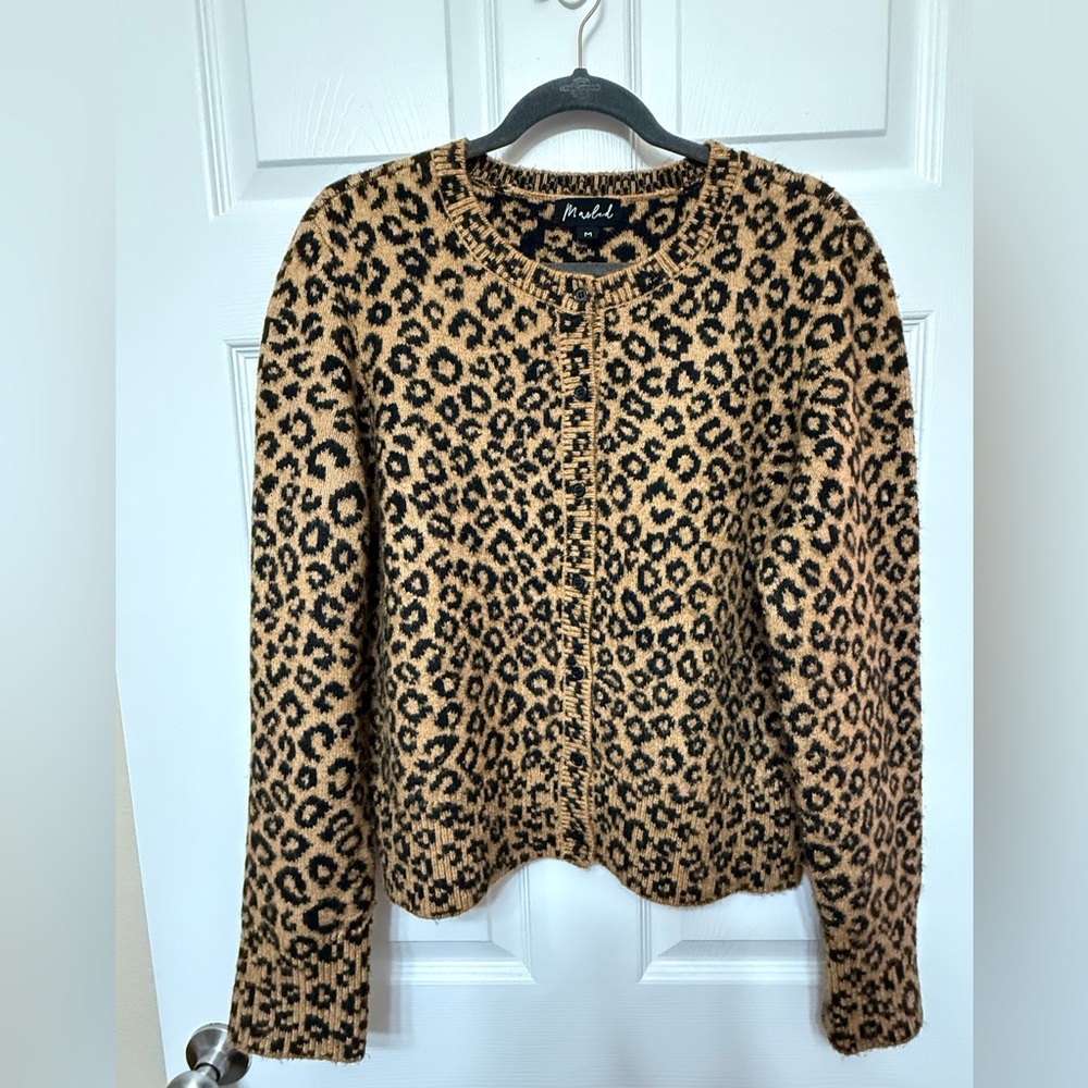 Marled Tan and Black Leopard Sweater